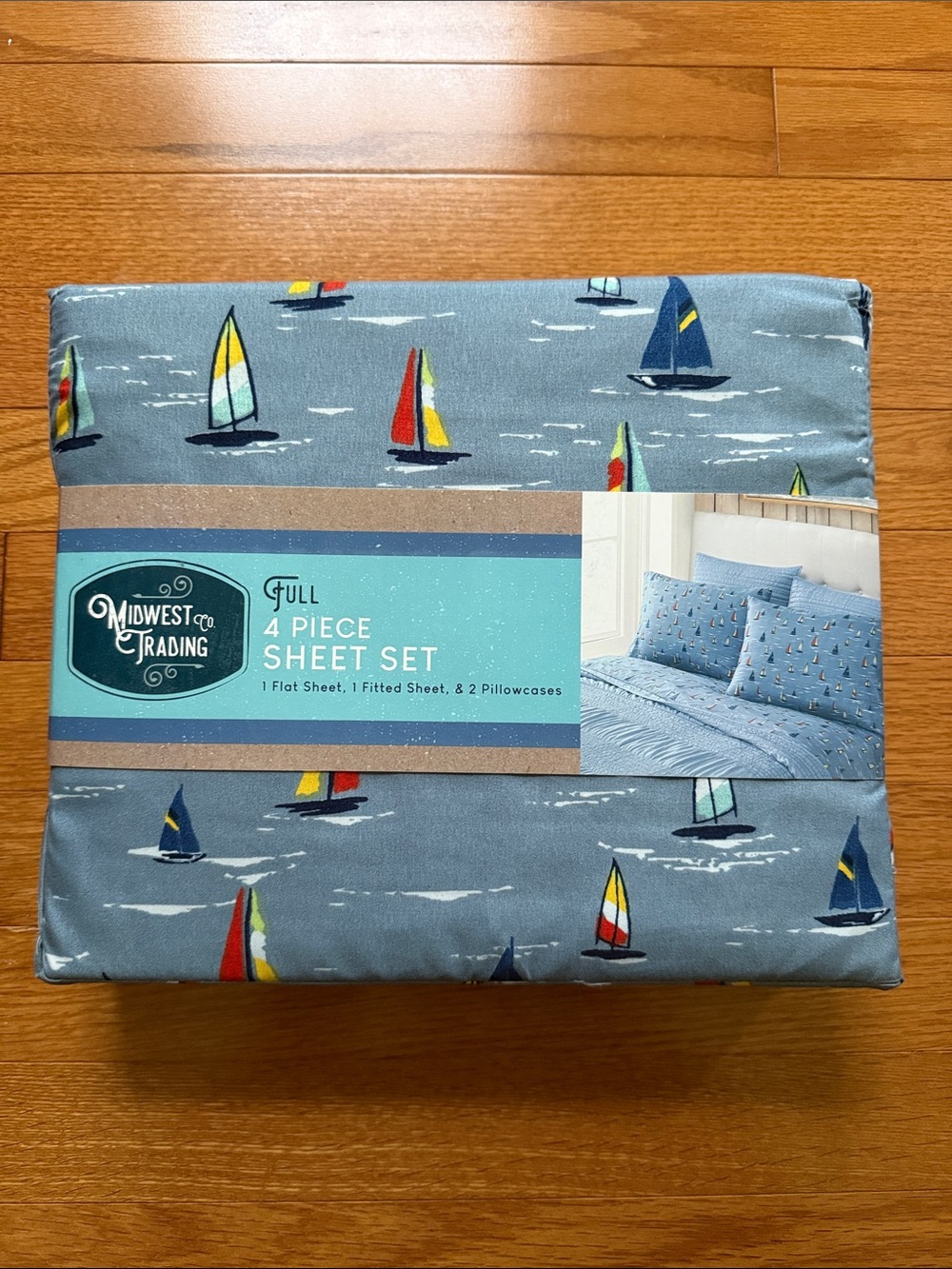 NEW ~ Midwest Trading FULL Size 4-Piece Sailboat Sheet Set in Blue